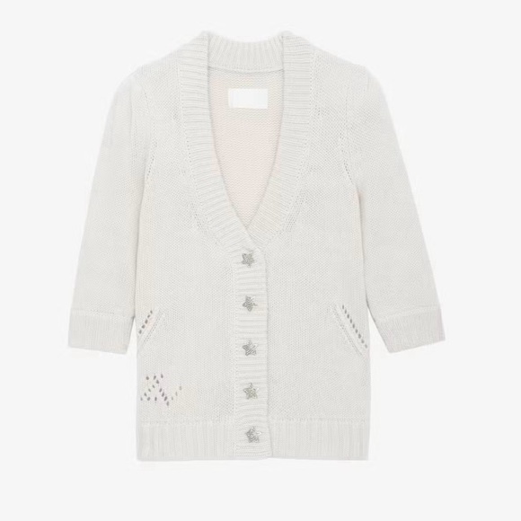 NWT Zadig & Voltaire Betsy Cardigan in Ecru, size small - Picture 2 of 14